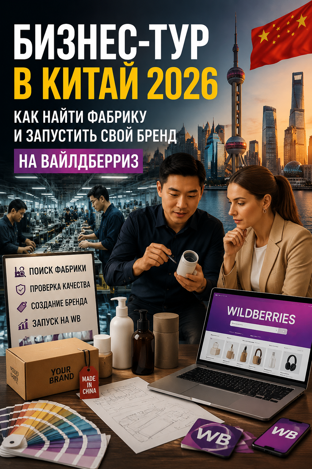 Бизнес-тур в Китай 2026: как найти фабрику и запустить свой бренд на Wildberries без ошибок и сэкономить на закупках для масштабирования продаж на маркетплейсе.