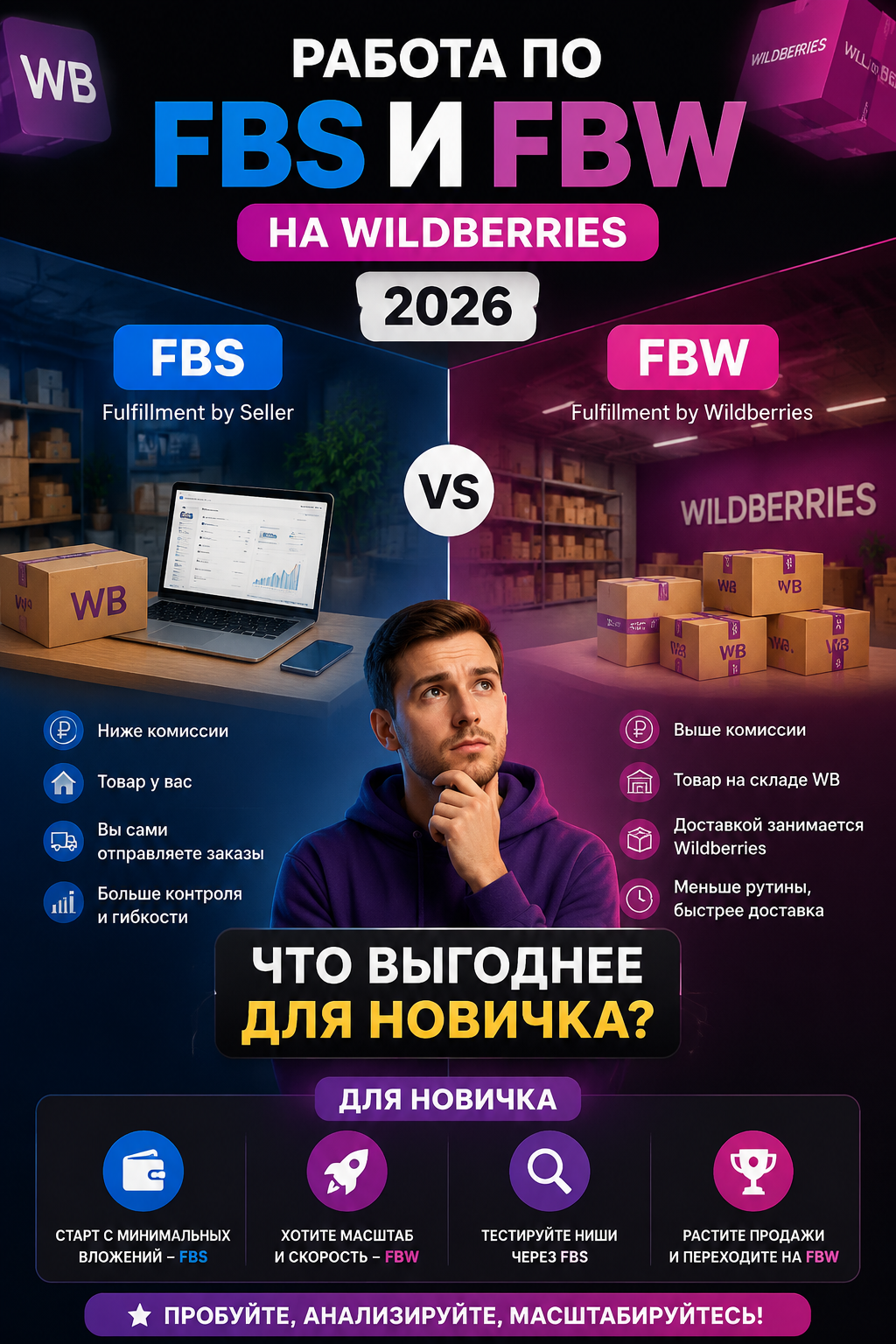 FBS или FBW что лучше для новичка? Разбираем логистику вайлдберриз 2026, продажи со склада продавца и регламент поставок WB. Обучение от Рахима Танжарикова поможет понять, что выгоднее для старта на маркетплейсе в 2026 году, как избежать штрафов и выстроить эффективную работу с нуля.