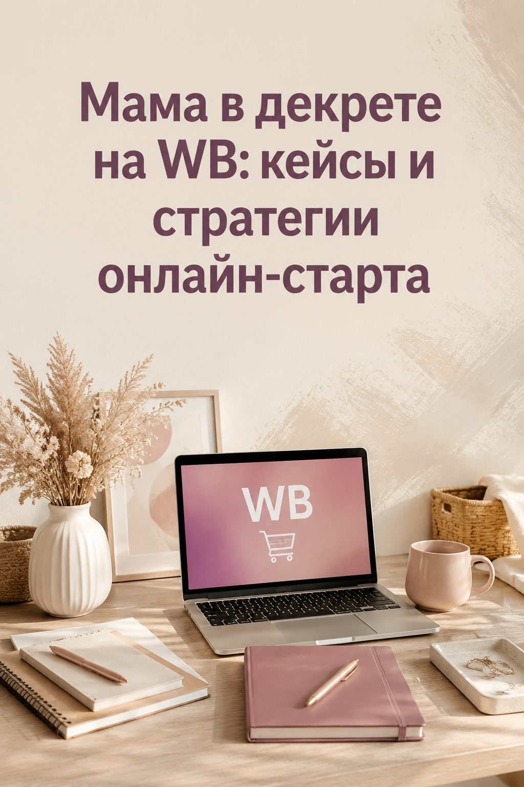 Мама в декрете работает онлайн на Wildberries, использует ноутбук для запуска бизнеса
