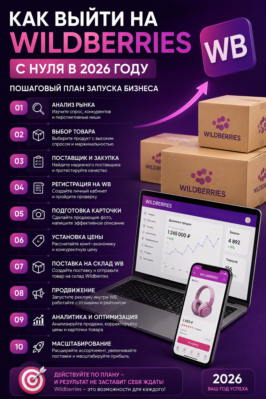 Как выйти на Wildberries с нуля в 2026: план запуска через фулфилмент