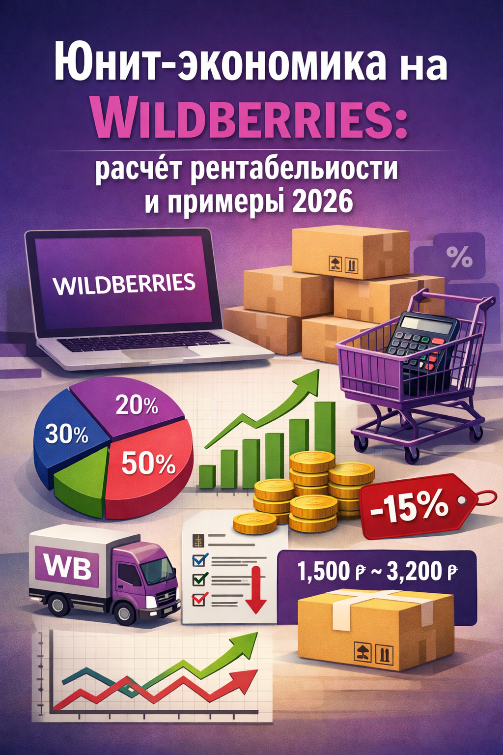 Юнит-экономика на Wildberries 2026: расчёт рентабельности, маржа и формула себестоимости с таблицей окупаемости без ошибок. Разберем, как учесть все расходы, логистику и налоги, чтобы не торговать в минус. Получите готовый алгоритм расчета чистой прибыли и примеры окупаемости для выхода в топ Wildberries без лишних рисков и штрафов.