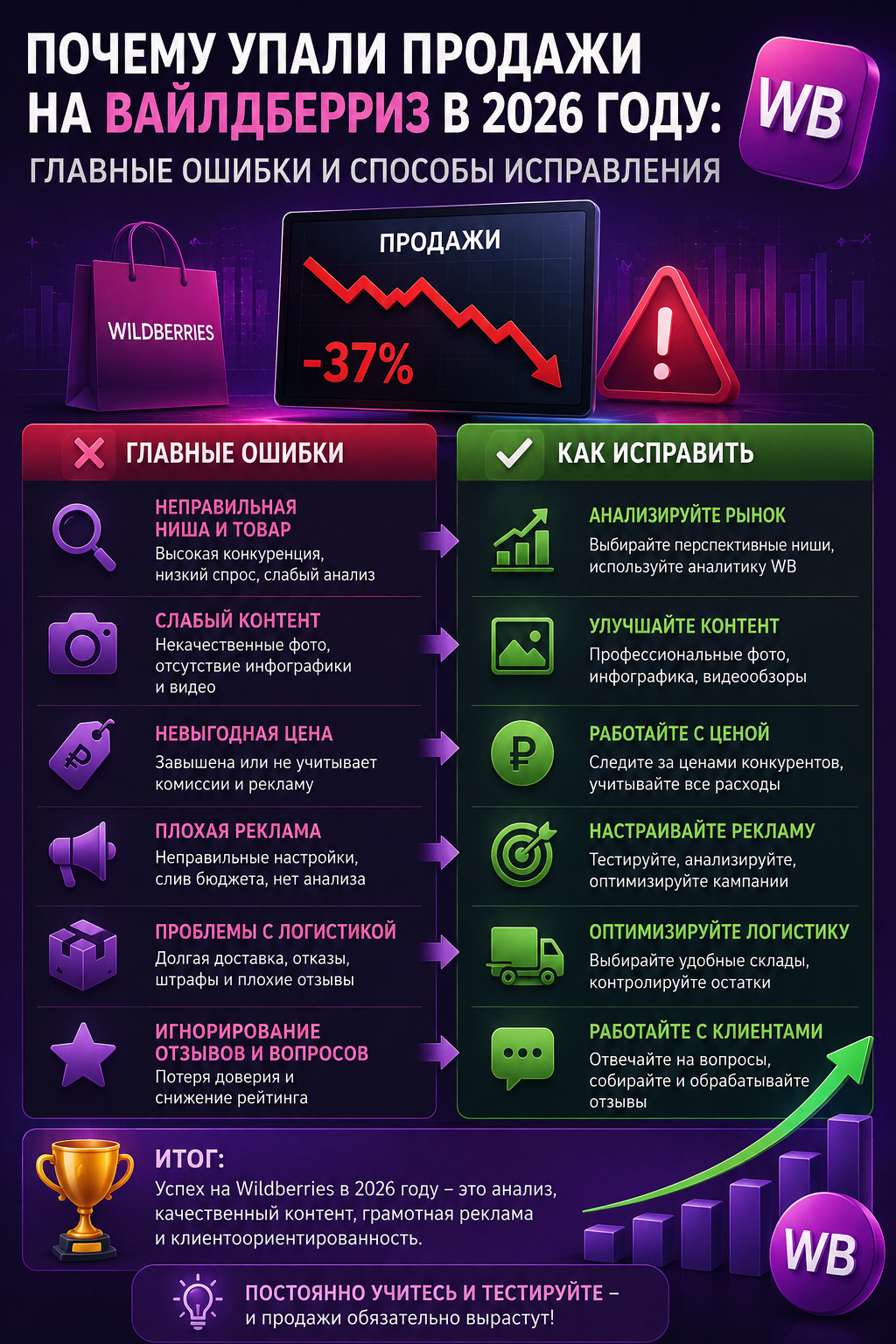 Почему упали продажи на Wildberries в 2026 году: главные ошибки селлеров и способ вернуть заказы с помощью надежного фулфилмента